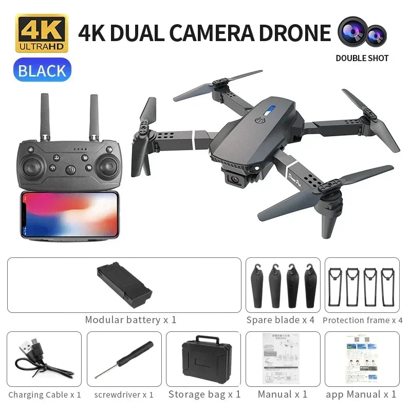 E88 Mini RC Drone with 4K HD Camera WiFi FPV Foldable Quadcopter for Kids Gift