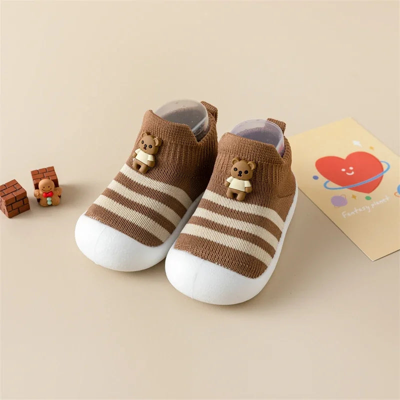 Baby Toddler Shoes Soft Sole Children's Shoes Breathable Cartoon Non-Slip Anti-Fall Striped Cute New Baby Shoes