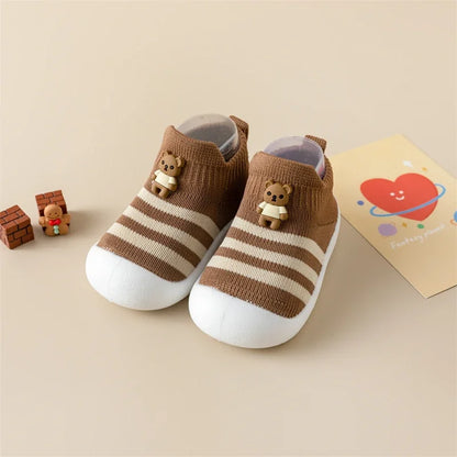 Baby Toddler Shoes Soft Sole Children's Shoes Breathable Cartoon Non-Slip Anti-Fall Striped Cute New Baby Shoes