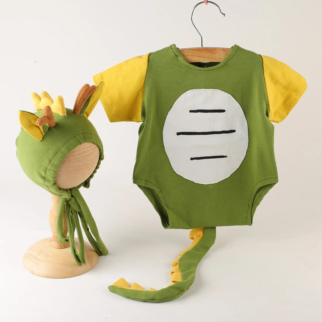 Baby Photography Clothes Set Soft Fabric Sewing Dragon Outfit Baby Boy Romper and Hat Newborn Photography Props