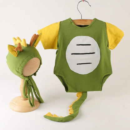 Baby Photography Clothes Set Soft Fabric Sewing Dragon Outfit Baby Boy Romper and Hat Newborn Photography Props