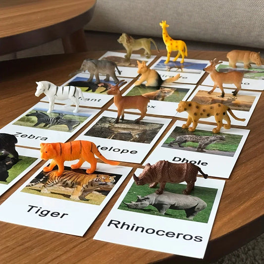 Montessori Animal Matching Cards - Language Learning Cognitive Toy for Kids, Insect Farm Zoo, Preschool Educational Toy for 1-2 Years Old Toddlers