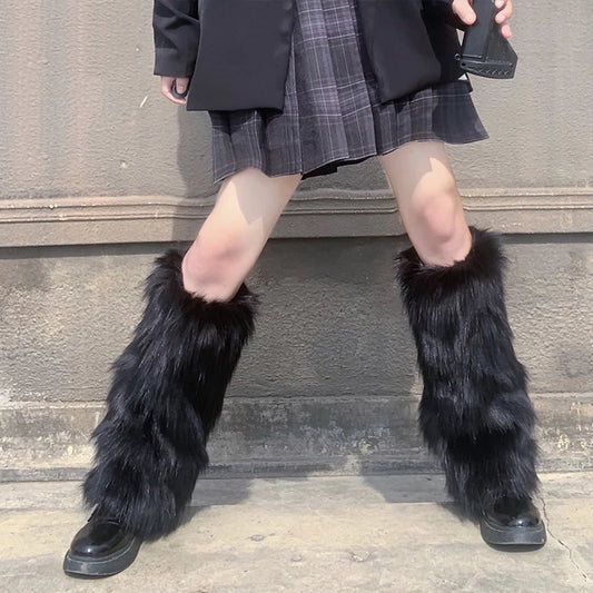 Women Faux Fur Leg Warmers - Fall Leggings for Jk Boots, Stockings, Girls Lolita Punk Boot Cover | Harajuku Fur Foot Warming Cover
