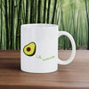 Cute Avocado Porcelain Coffee Mug - Cartoon Green Avocado Breakfast & Juice Cup, 11 oz (320 ml)