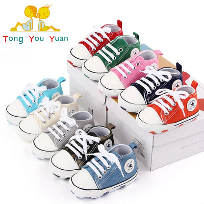 New Baby Shoes Boys Girls Classic Canvas Casual Sneakers Newborn First Walker Toddler Soft Sole Non-Slip Walking Shoes