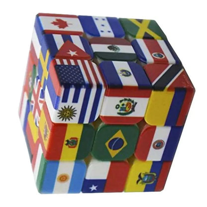 3x3x3 Magic Cube with Multi-Country Flag Elements, Educational Toy for Children, Perfect Gift