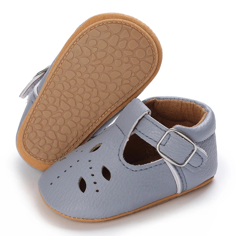Khaki Baby Casual Shoes 0-18M Infant Toddler Bowknot Non-Slip Rubber Soft-Sole Flat PU First Walker Newborn Mary Janes