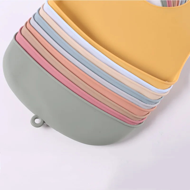 1-Piece Silicone Baby Bib – Waterproof Solid Feeding Bib for Toddlers, Boys & Girls, Saliva-Proof Lunch Apron - Kidzy Market