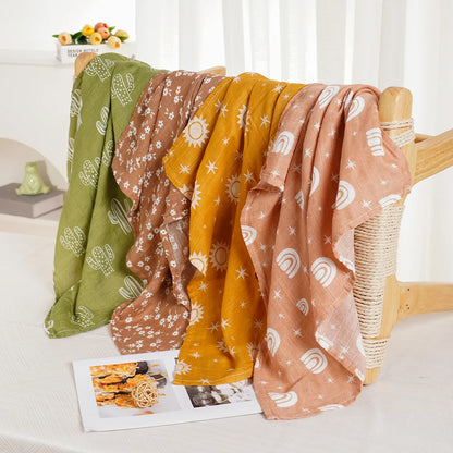Elinfant 4-Piece Set – Soft Muslin Baby Burp Cloths & Drool Bibs, 60x60cm Comfortable Baby Scarf Blanket - Kidzy Market