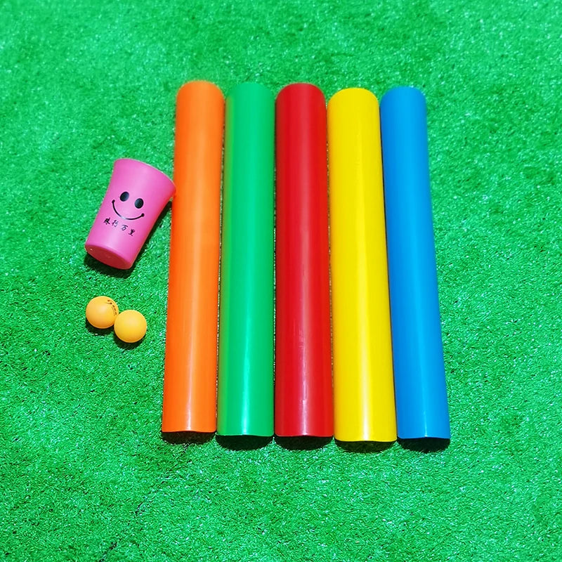 Cooperative Team-Building Track Game – Outdoor/Indoor Kids & Adult Party Set, 5 Half-Pipes + 2 Ping Pong Balls, 40 & 50 cm (15.7 & 19.7 in)