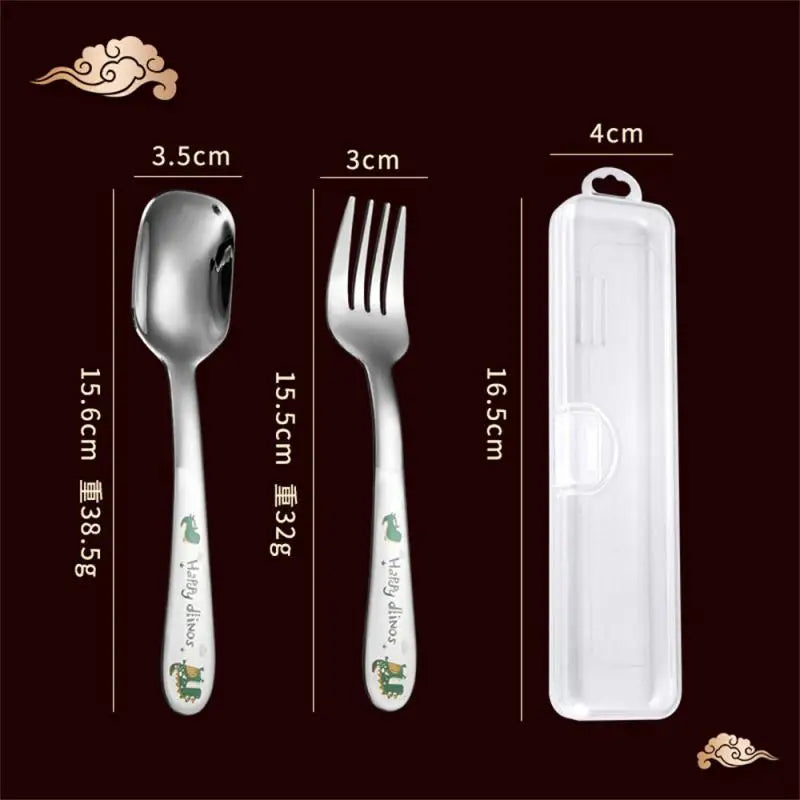 Children's Building Block Fork and Spoon Set with Storage Box - Stainless Steel Tableware, Jigsaw Toy Utensils, Perfect Kids Gift