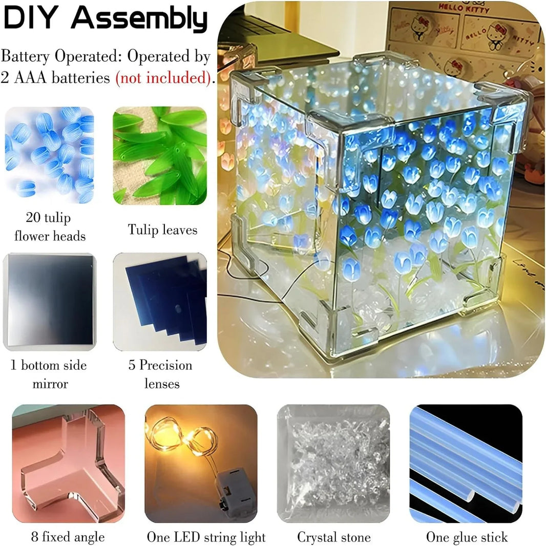 Creative DIY Tulip Flower 3D Small Night Lamp Material Kit for Couples Gift