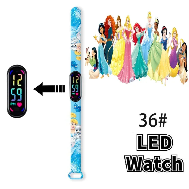 Disney Princess Frozen Elsa Kids Digital Watch Cartoon LED Touch Waterproof Electronic Birthday Gift Toy