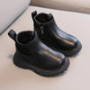 Kids Waterproof Ankle Zip Boots - Non-Slip Faux Leather Toddler Boots for Boys & Girls, Autumn Winter
