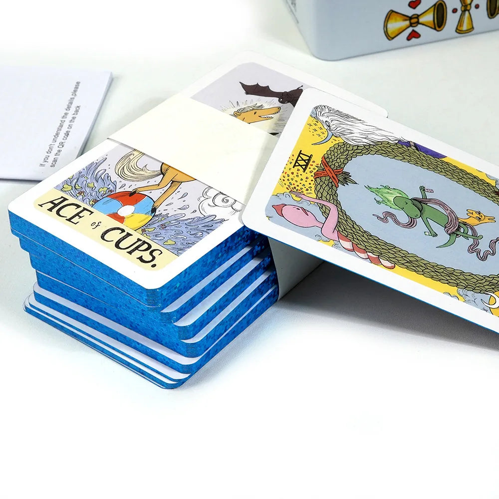 High-Quality Tin Box Tarot Cards - Light Seers Tarot and Adventure Time Tarot, Fate Divination Decks for Family Party Use