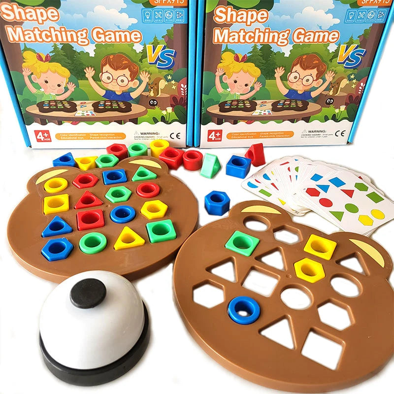Children Matching Puzzle Toys, Colors & Geometric Shape Jigsaw, Board Games, Early Educational Interaction Toy for Kids, Battle Games