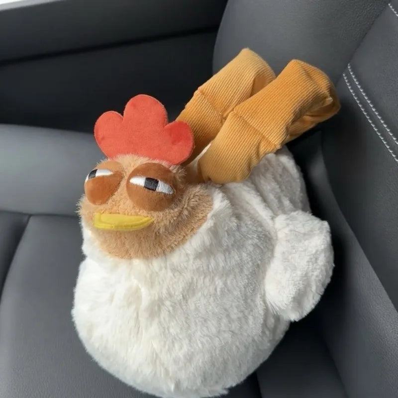 Fur Chicken Plush Bag – Ugly Hen Handbag with Funny Kawaii Chicken Pendant Keychain for Women