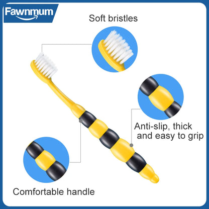 1Pc Fawnmum Cartoon Kids Toothbrush, Cute Animal Shaped Soft Silicone Handle for Children's Teeth & Gum Care
