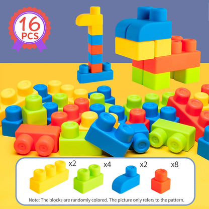 Soft Rubber Large Particle Blocks – Puzzle Assembly Toy for 1-Year-Old Boys and Girls, Brain Development Toy
