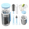 Travel Bottle Cleaning Kit – Scalable Silicone Brush with Nipple Cleaner, Drying Rack & Straw Brush