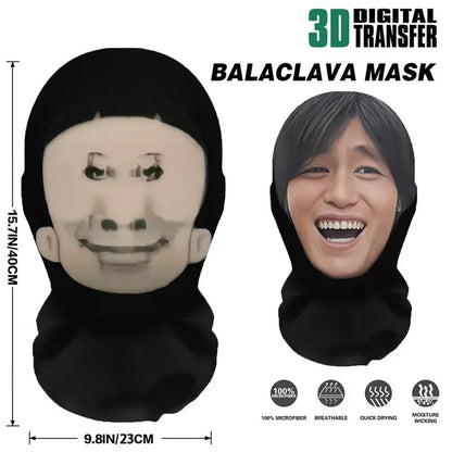 3D Seamless Kids Face Mask – Funny Celebrity Printed Ice Silk Sunscreen Head Scarf, Full-Face Neck Gaiter for Halloween Cosplay & Outdoor Sports (1-Pack)