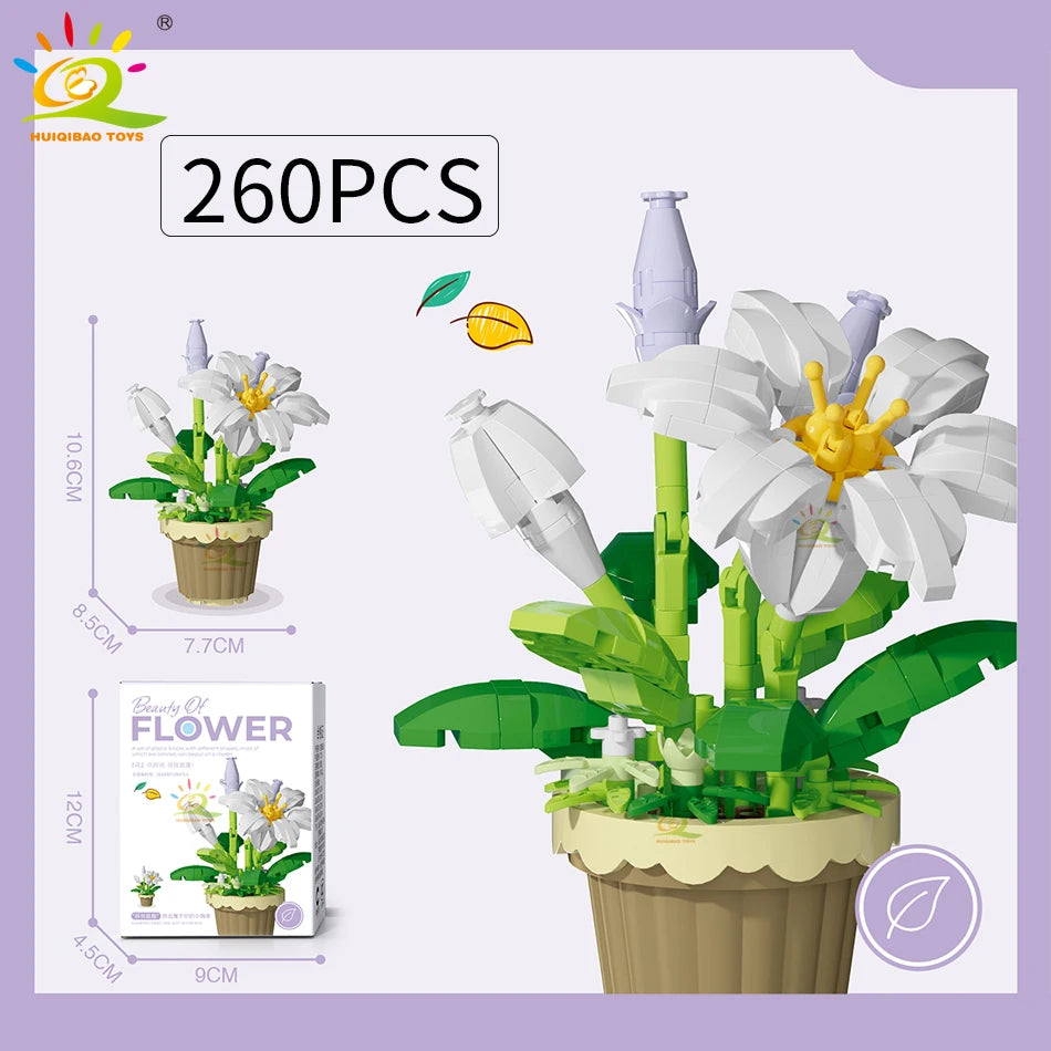 Eternal Bouquet Micro Building Blocks – DIY Flower Model Brick Toy for Kids, Home Desk Decoration