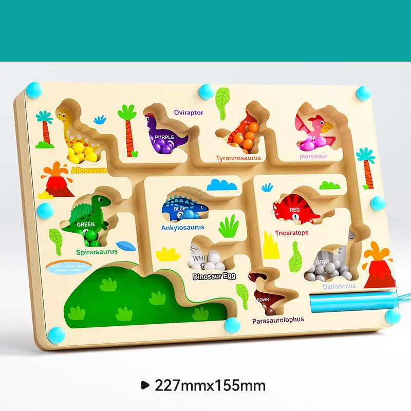 Montessori Magnetic Maze Color Sorting Game – Kids Fine Motor Training Toy with Pen-Controlled Moving Beads, Sensory and Educational Play