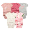 5PCS Baby Bodysuit Set – 100% Cotton Short Sleeve Onesies for Boys & Girls (6-24 Months)