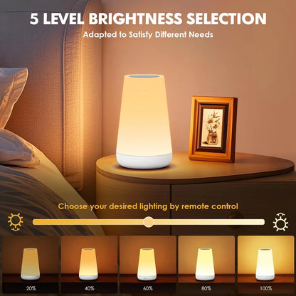 LED 13-Color Changing Night Light Remote Control Touch USB Rechargeable RGB Dimmable Portable Table Bedside Lamp
