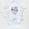 The Princess Has Arrived Print Baby Babygrow Sleepsuit – Newborn Coming Home Vest Bodysuit, Hospital Clothes, Infant Shower Gift