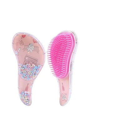 New Cute Hairdressing Comb for Kids - Anti-Knot Massage Flowing Bead Comb for Girls - Dress Up, Makeup Toy Gifts
