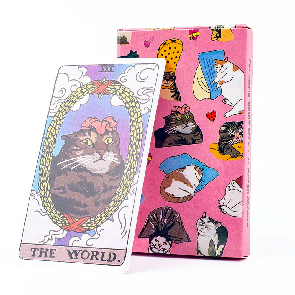 Cat Meme Tarot Deck (Funny Witchy Cat, 22 Major Arcana, Divination Board Game, 4.1 x 2.4 in)