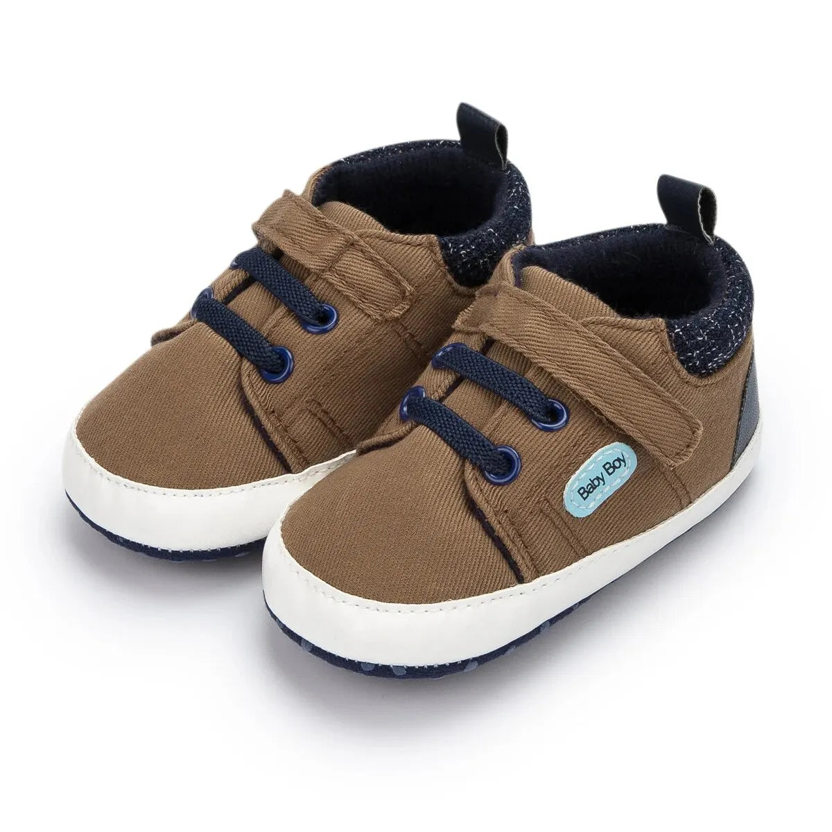 Meckior Baby Casual Canvas Sneakers – High Top Sports Shoes for Boys & Girls, Anti-Slip Soft Sole First Walkers Crib Shoes