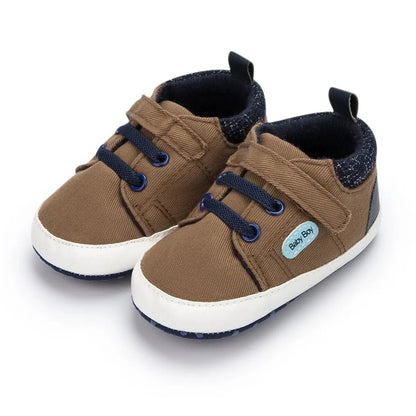 Meckior Baby Casual Canvas Sneakers – High Top Sports Shoes for Boys & Girls, Anti-Slip Soft Sole First Walkers Crib Shoes