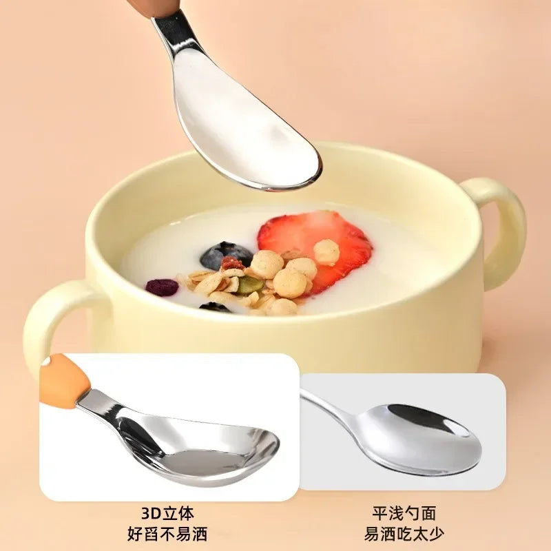 Cartoon Children's Tableware Spoon - Stainless Steel Feeding Spoon for Meals, Dessert, Fruit & Complementary Food Accessories