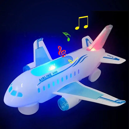 Children's Electronic Airplane Toy with Music & Flashing Lights – Autopilot Rotation, Battery-Powered Educational Plane Gift for Kids