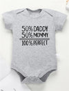 50% Daddy 50% Mommy 100% Perfect Baby Romper - Cute Letter Print Bodysuit for Newborns and Infants