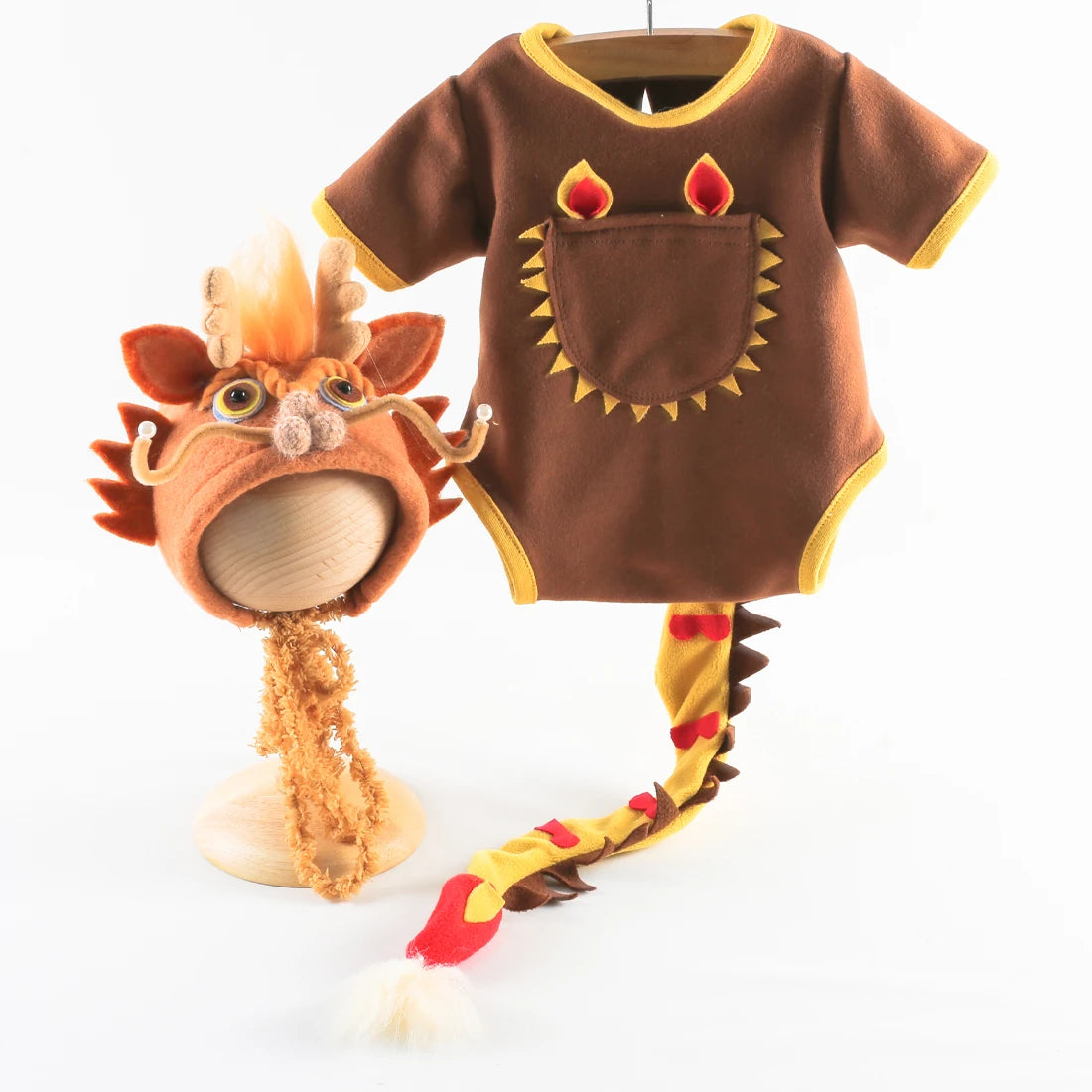 Baby Photography Clothes Set Soft Fabric Sewing Dragon Outfit Baby Boy Romper and Hat Newborn Photography Props