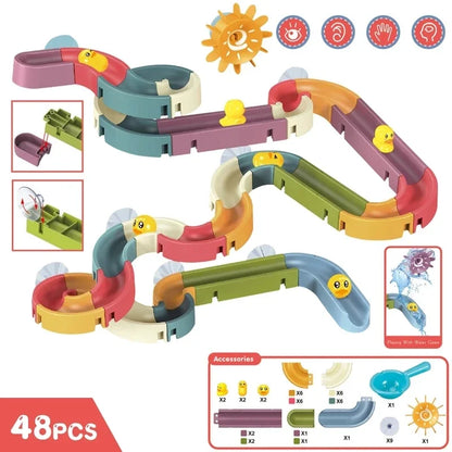 Baby DIY Assembling Track Slide Bath Toy Set with Suction Cups and Duck