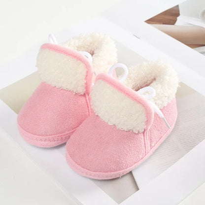 Jlong Winter Newborn Soft Sole First Walker Baby Shoes – Fur Warm Snow Boots for Girls (0-18 Months)