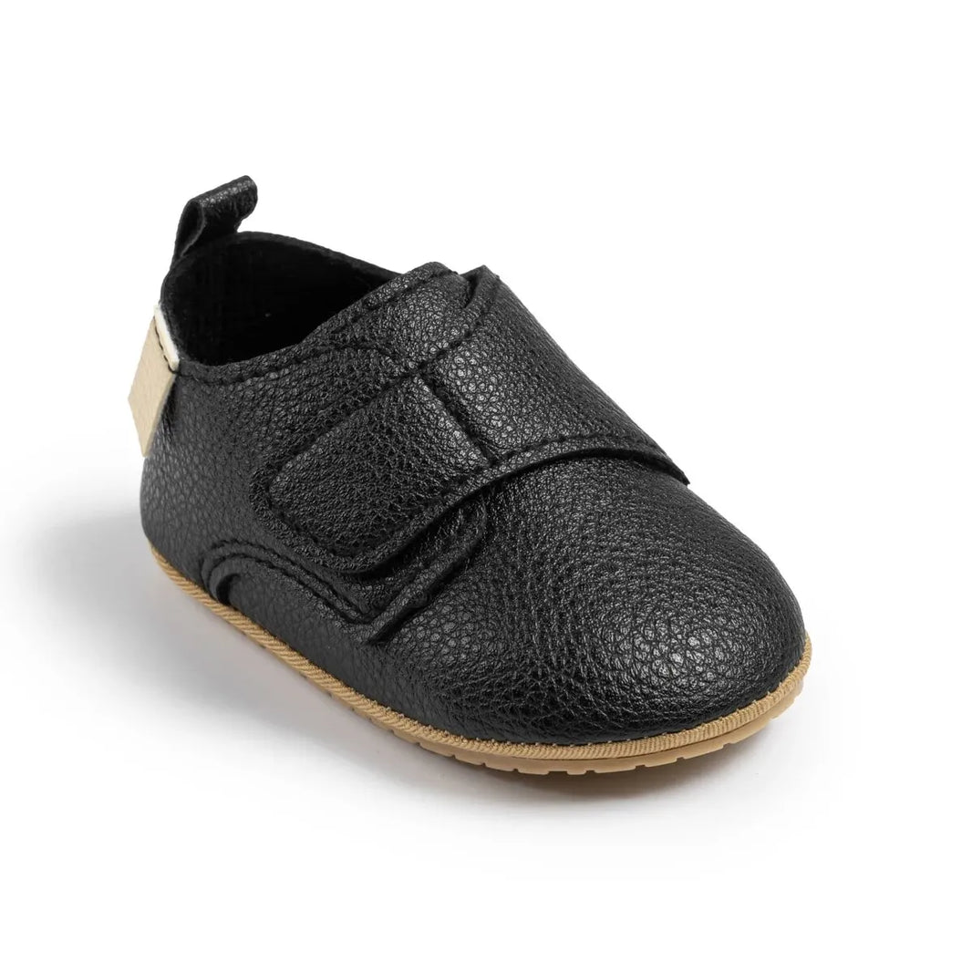 Meckior Baby Boys Girls Shoes Rubber Sole Anti-Slip Classic PU Leather Toddler First Walking Flat Lazy Infants Crib Shoes