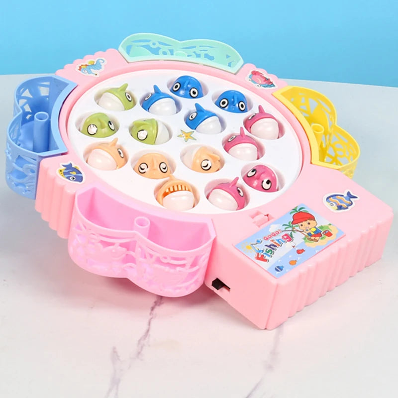 Fishing Toys with Electric Spin and Music – Blue and Pink, Size Models Optional, Cute Stickers, Kids’ Toys and Gifts, Practical