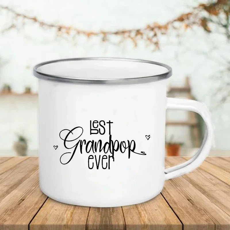 Best Mom/Dad Ever Enamel Mug - Funny 'Best Mom/Dad Ever' Coffee & Tea Cup with Handle - Gift for Mom & Dad