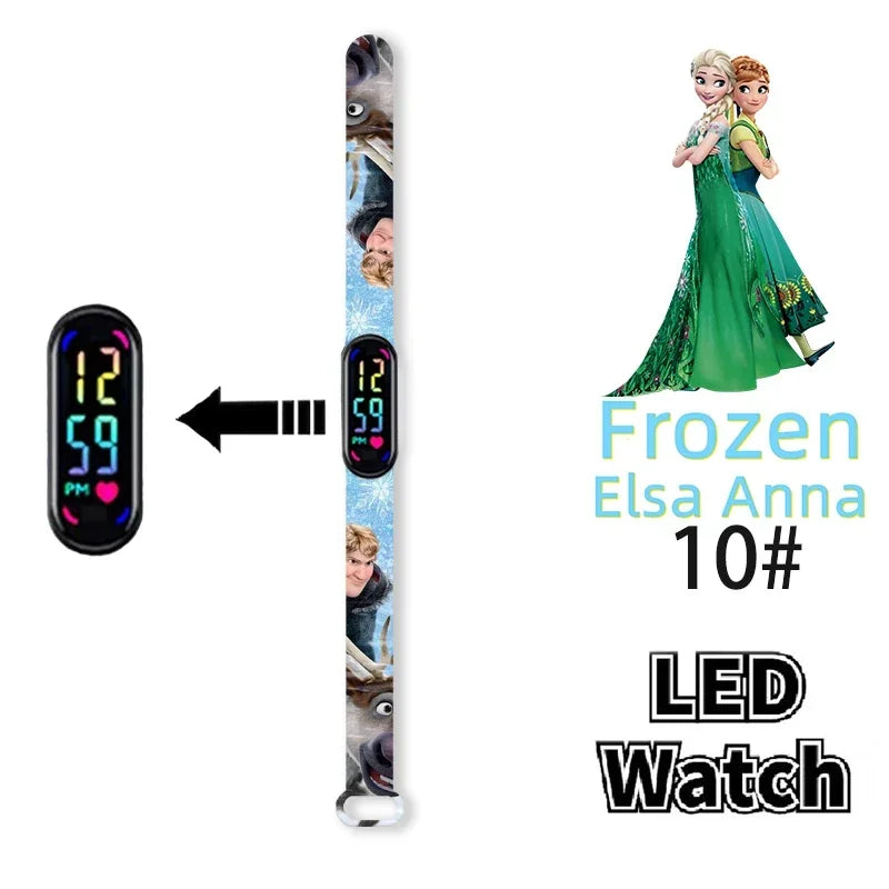 Disney Princess Frozen Elsa Kids Digital Watch Cartoon LED Touch Waterproof Electronic Birthday Gift Toy