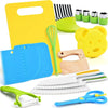 17-Piece Montessori Kids Cooking Set – Toddler Safe Kitchen Tools with Serrated Plastic Knives, Cutting Boards & Peelers