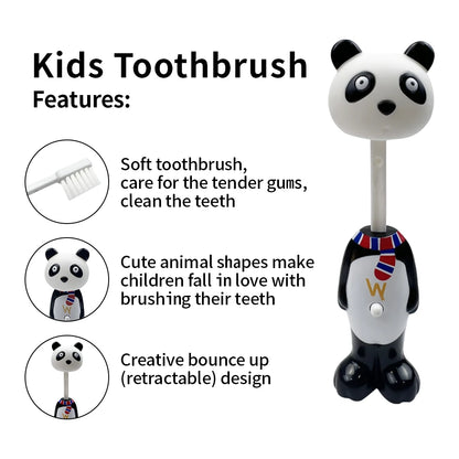 Baby Retractable Toothbrush, Cute Cartoon Animal Shape, 1PC Soft Toothbrush, Kids Dental Oral Care Brush Tool, Training Toothbrush