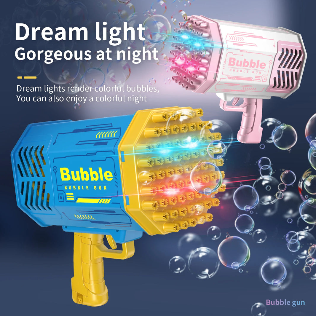 69-Hole Bubble Gun Bazooka — Battery-Powered Automatic Bubble Blaster for Kids, Outdoor Play & Party Favors