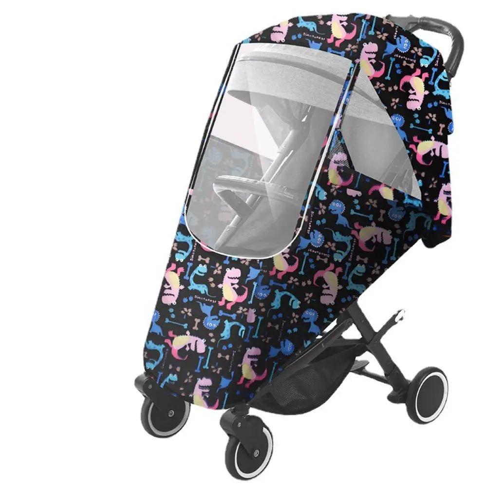 Breathable Dustproof Travel Large Circle Outdoor Cartoon Buggy Protection Stroller Rain Cover Nylon Pushchair Rain Shade