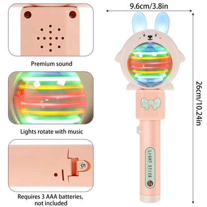 Kids LED Music Wand with Rotating Lights – Bunny & Frog Rubber Toy, 26 x 9.6 cm (10.24 x 3.78 in)
