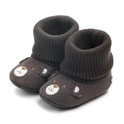 Baby Wool Knitted Shoes for Boys and Girls Newborn Booties Winter Warm Infant Toddler Crib Shoes Classic First Walkers